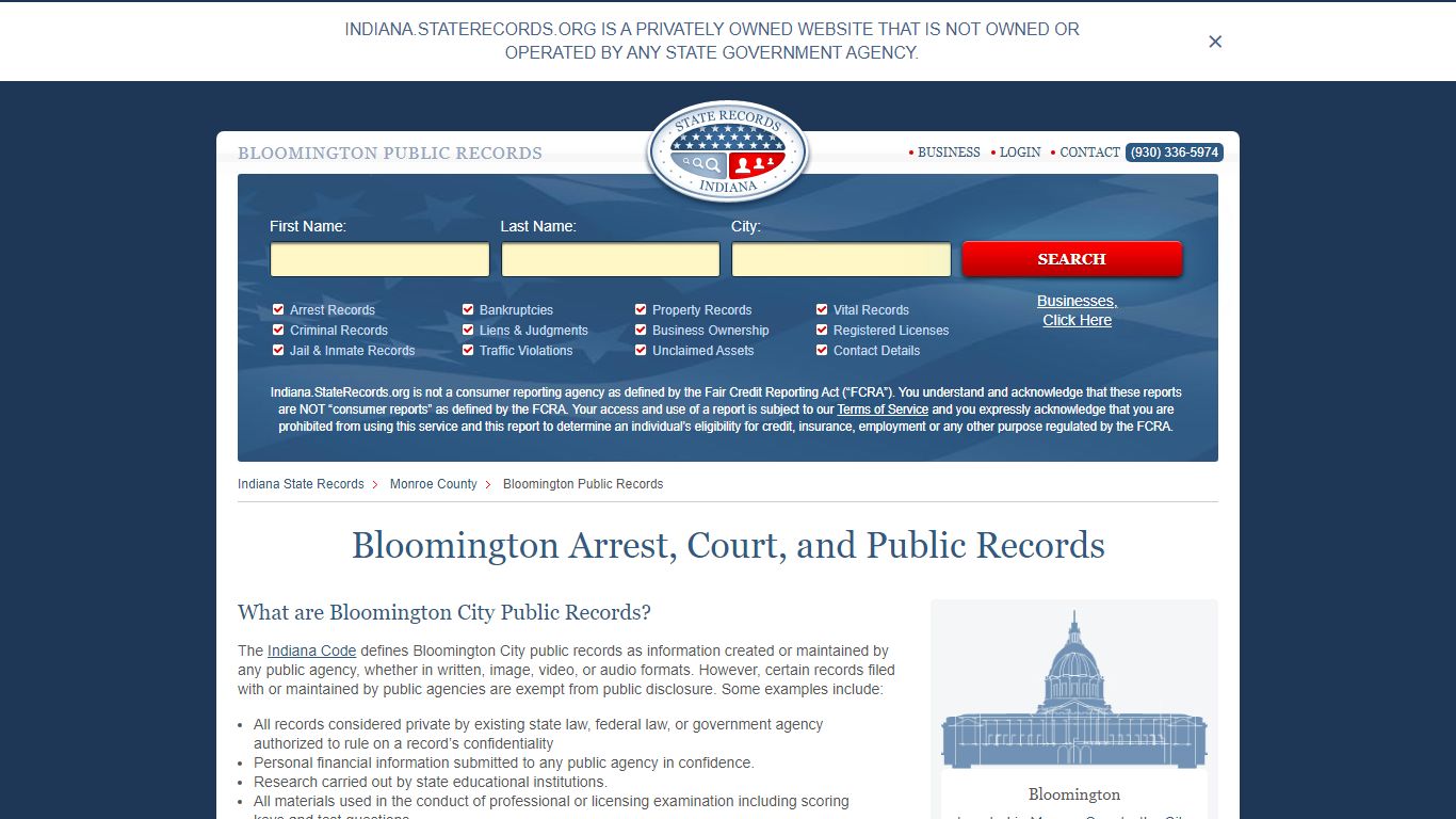 Bloomington Arrest and Public Records | Indiana.StateRecords.org