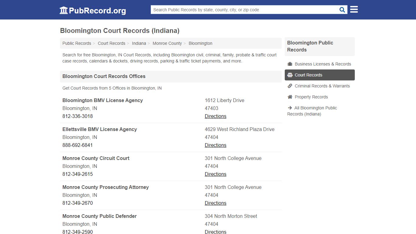 Free Bloomington Court Records (Indiana Court Records) - PubRecord.org